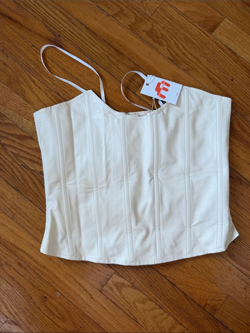 Cream Corset-Style Strap Top